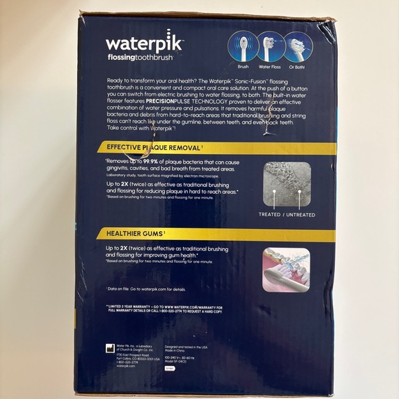 Waterpik Flossing Toothbrush Sonic-Fusion 2.0 w/ Water Flosser Combo, White, New - Picture 4 of 8